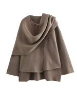 Honorine | Draped Collar Cape Jacket