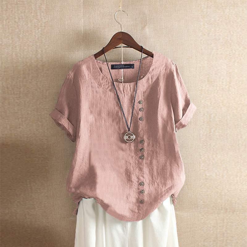 Nadine | Asymmetrical Button-Detail Blouse