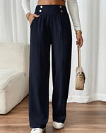 Mirella | High-Waisted Button-Detail Pants