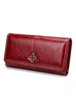 Vintage Waxed Leather Clutch Floral Emblem