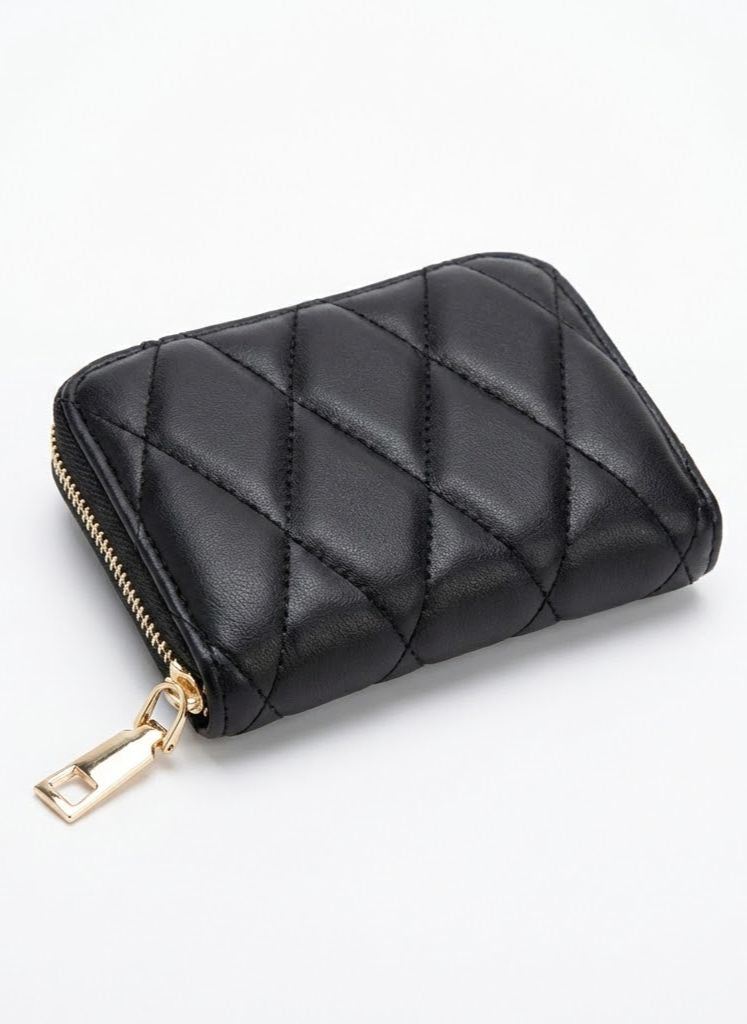 Quilted Zip Around Mini Wallet