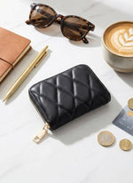 Quilted Zip Around Mini Wallet