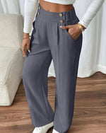 Mirella | High-Waisted Button-Detail Pants