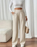 Mirella | High-Waisted Button-Detail Pants