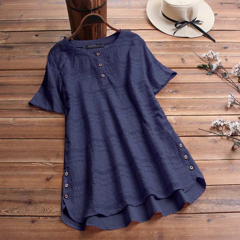Maia | Textured Button-Detail Blouse