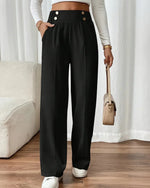 Mirella | High-Waisted Button-Detail Pants